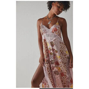 NEW Free People Intimately S Right Now Midi Slip Dress Lace festival Floral A9